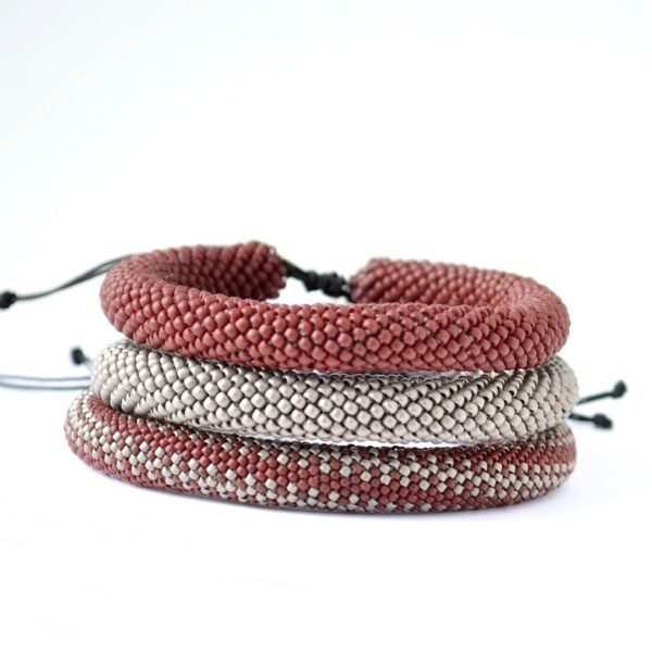 Men's Bangle in Maroon and Linen PORTOMEA & MEMENTO COLLECTION