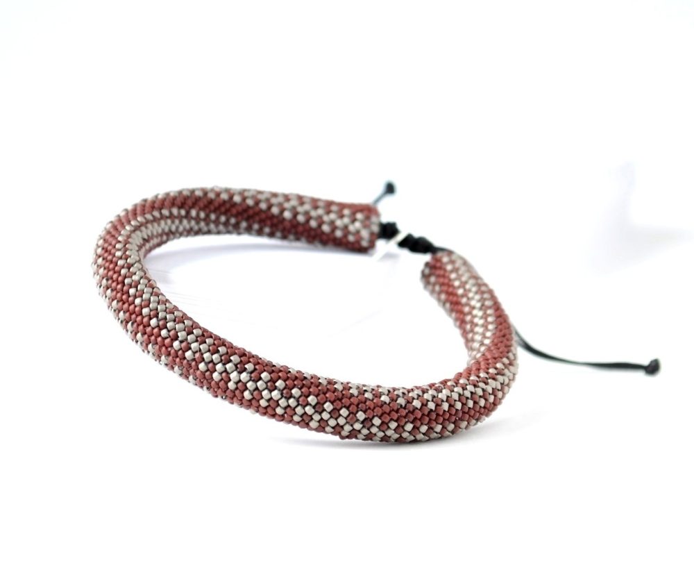 Men's Bangle in Maroon and Linen PORTOMEA & MEMENTO COLLECTION